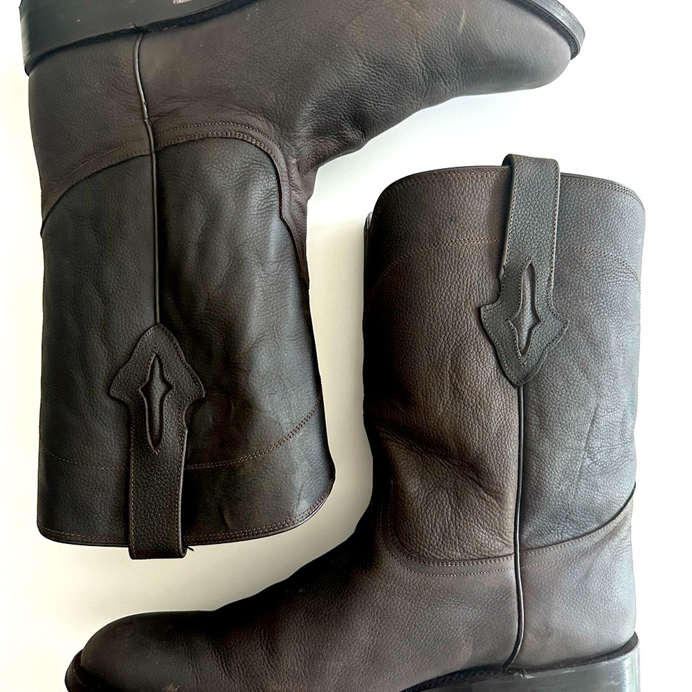 Resistor Ranch - Lucchese Calf Leather Roper Boots - dark brown - 12